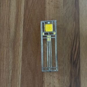 Vintage Geometric Silver and Yellow brooch